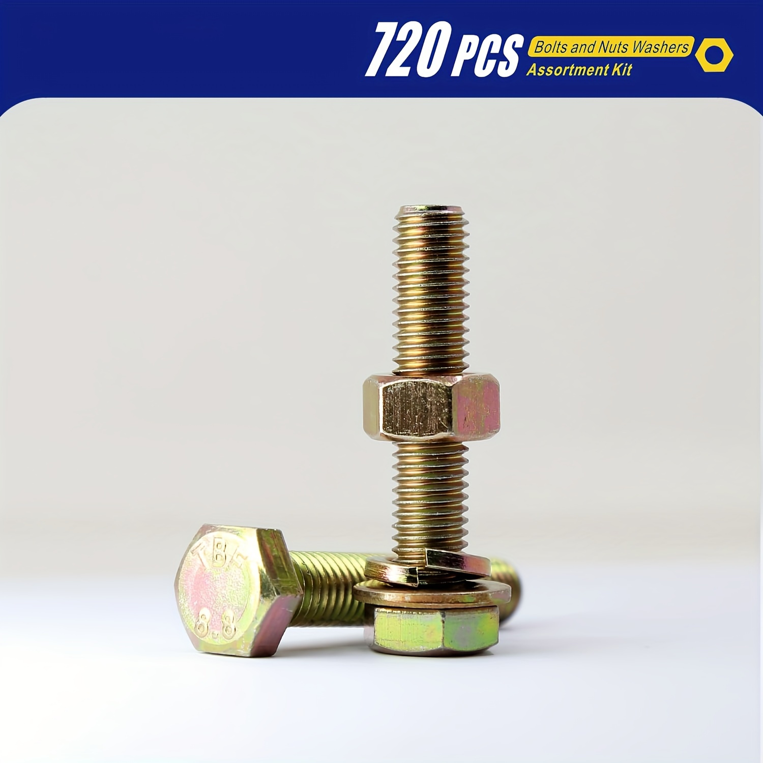 720pcs M4 M5 M6 Tornillos Y Tuercas Kit De Surtido, Grado 8.8 Aleación De Acero Tornillos Hexagonales Tuercas Y Arandelas, Incluye 15 Tamaños Regulares