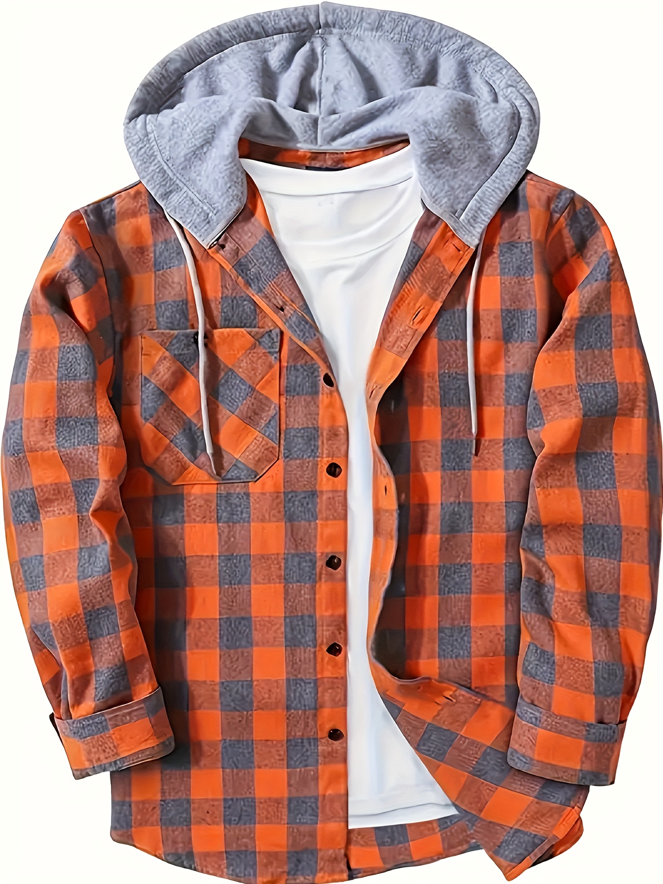 AOXUSM Long Sleeve Hooded Shirts for Men Trendy Wide Plaid Shirt Button  Down Drawstring Shirts Jacket, Blue, Small : : Clothing, Shoes &  Accessories
