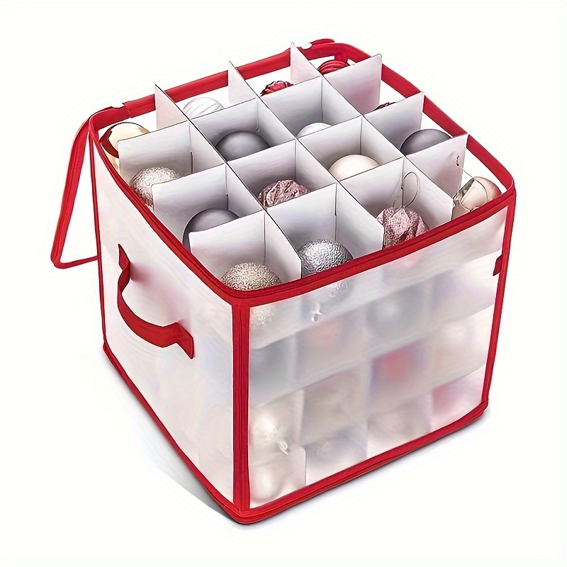 Caja de almacenamiento para bolas de Navidad, caja de clasificación para 64  bolas de árbol de Navidad, cajas plegables de plástico con asas, caja de