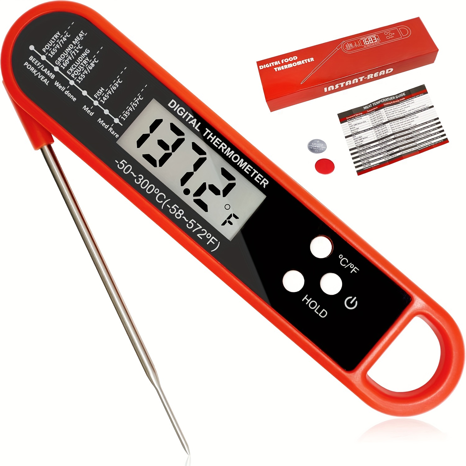 Meat Thermometers, Digital Meat Thermometer, Fast & Precise Food Thermometer  With Magnet, Foldable Probe For Grill & Cooking, Kitchen Thermometers For  Kitchen Outdoor Camping, Kitchen Accessories, Kitchen Stuff, Clearance -  Temu