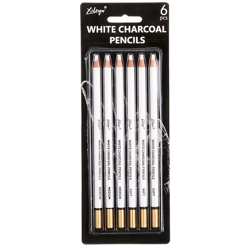 PENINSULA LOVE 12pcs White Charcoal Pencils Sketch Highlight Pencil HB  Charcoal Drawing Set White Chalk Pencil for Artists Professionals Beginners