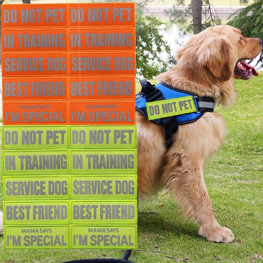 Hi-Vis Reflective Do Not Pet Service Dog Patches for Harness & Collar, Hi-Vis Orange / Large (6.3 x 1.97)