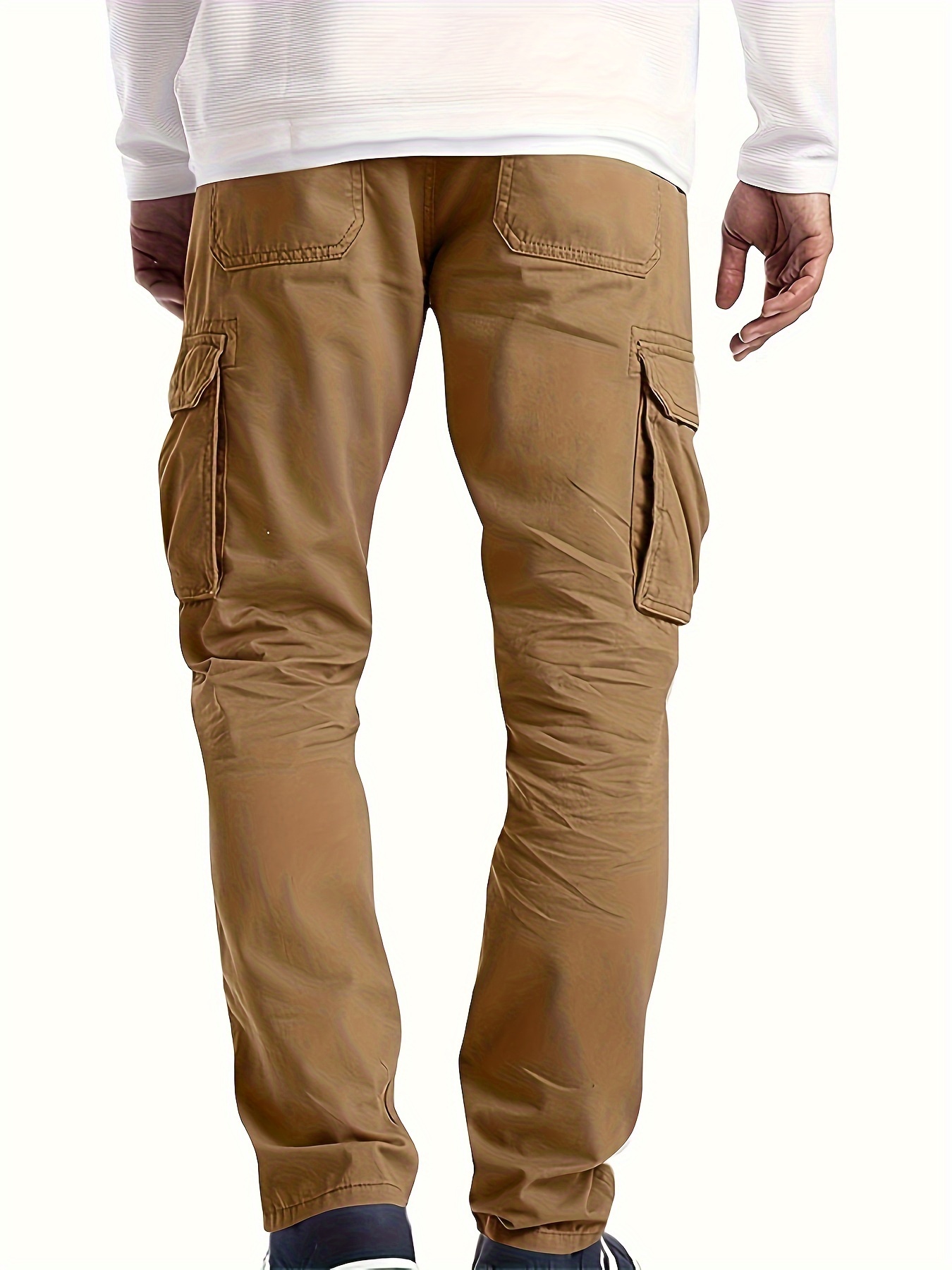 Spring Autumn Mens Cargo Pants Multi Pocket Khaki Trousers Casual