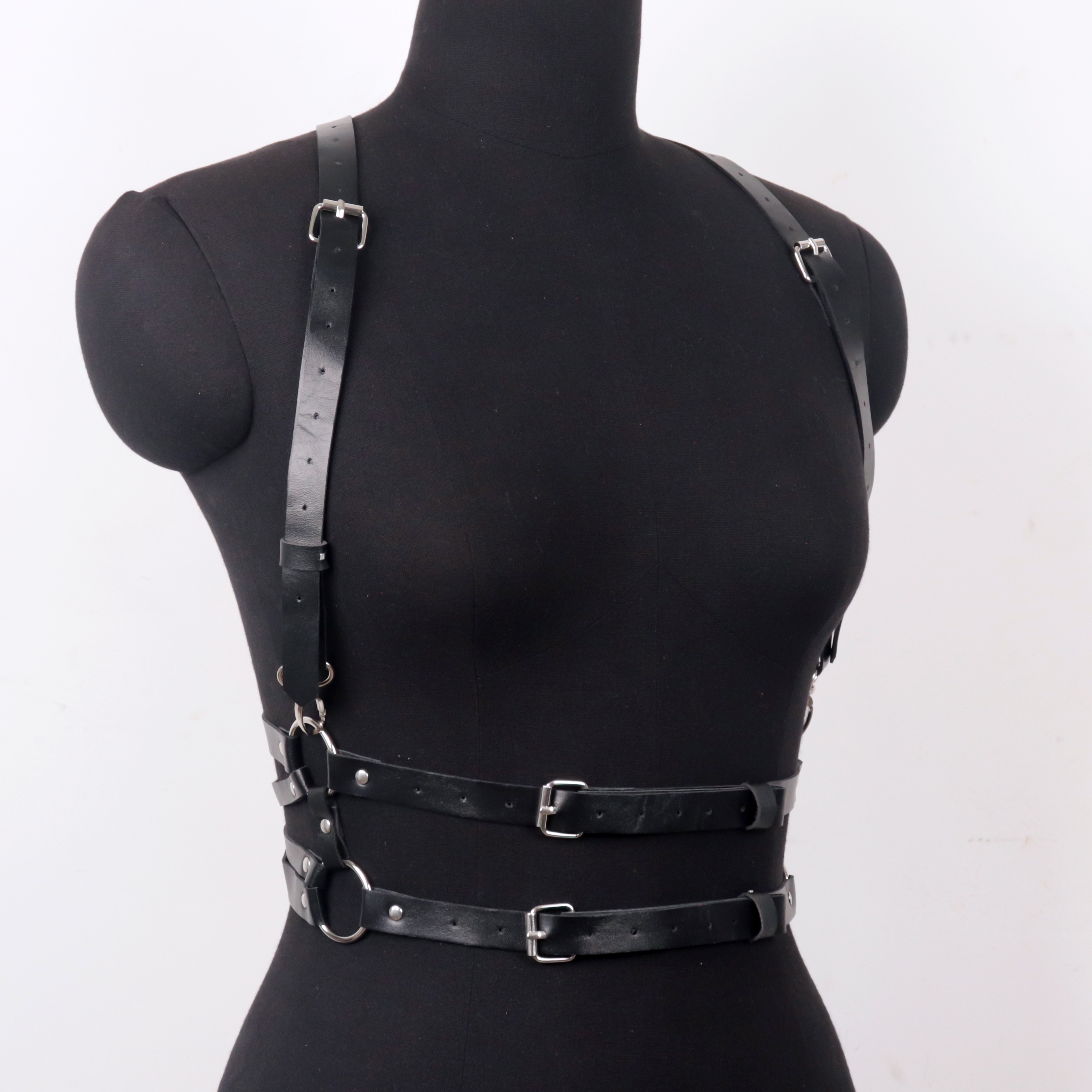 2 Pieces Women Waist Punk Leather Harness Belts Adjustable Body Chain  Fashion Goth Corset Belt for Cosplay Party