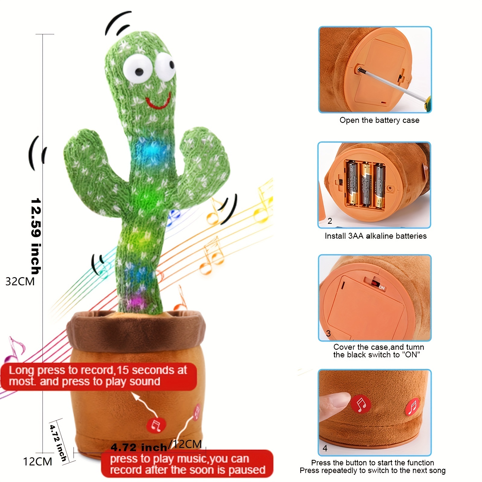 interactive electronic dancing cactus plush toy sing repeat and dance with kids for early education fun halloween christmas gift 1