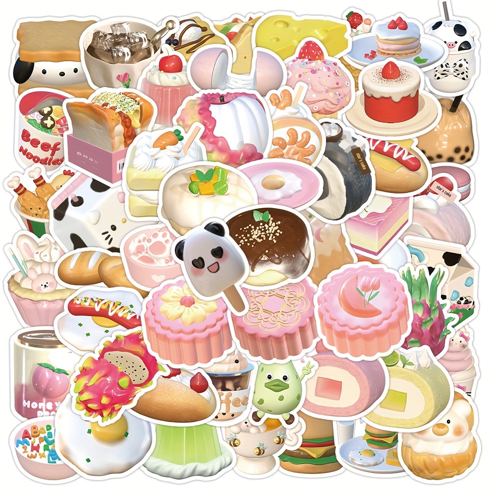 Delicious Food Cake Hot Dogs Milk Vinyl Waterproof Stickers - Temu