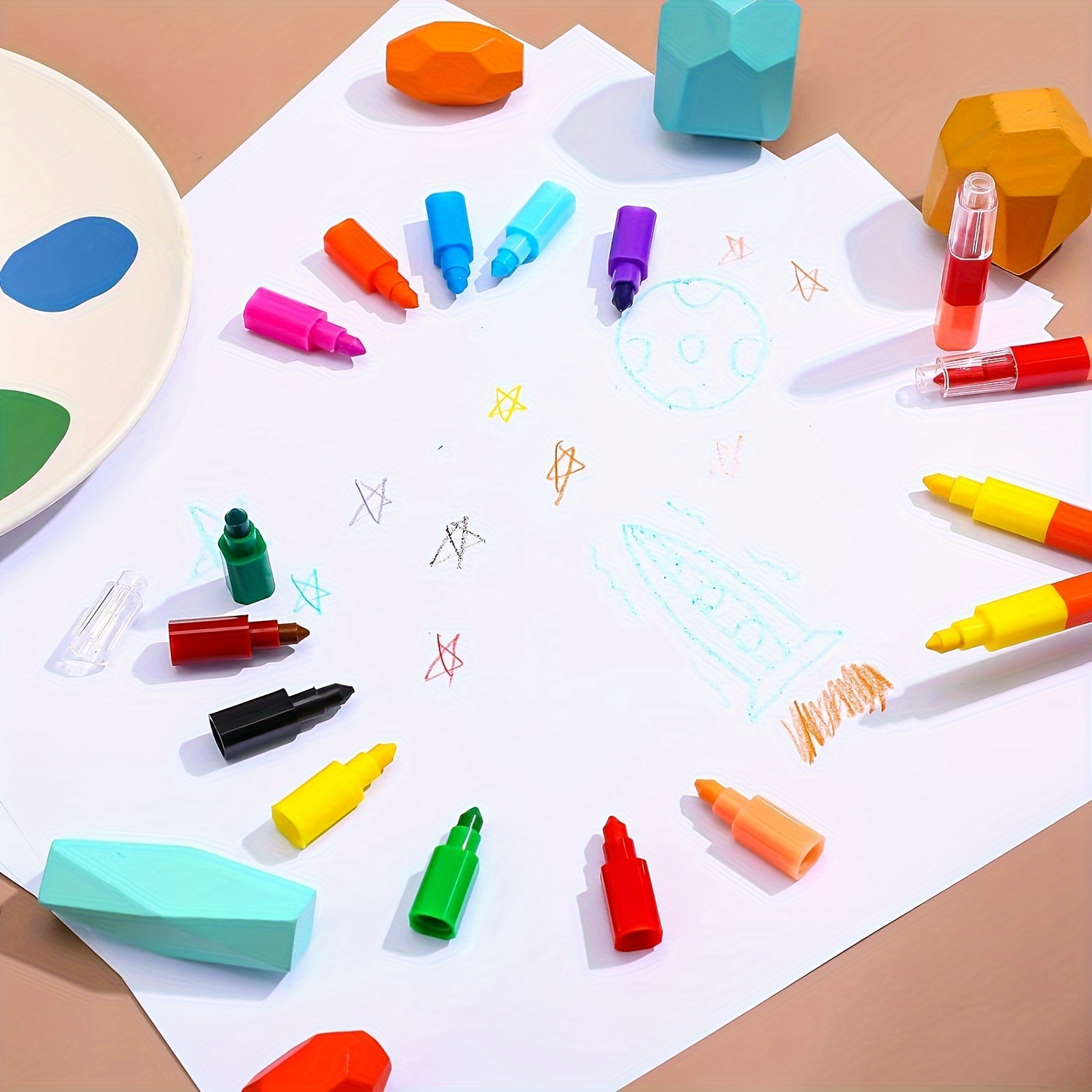 ICEPAPA, Ceras para colorear, 10 piezas Crayones apilables de 12 colores  para niños, ideales como regalitos fiesta cumpleaños infantil, detalles