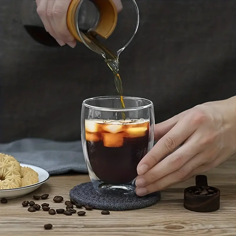 Double Walled Glass Coffee Mugs Clear Espresso Coffee Cups - Temu