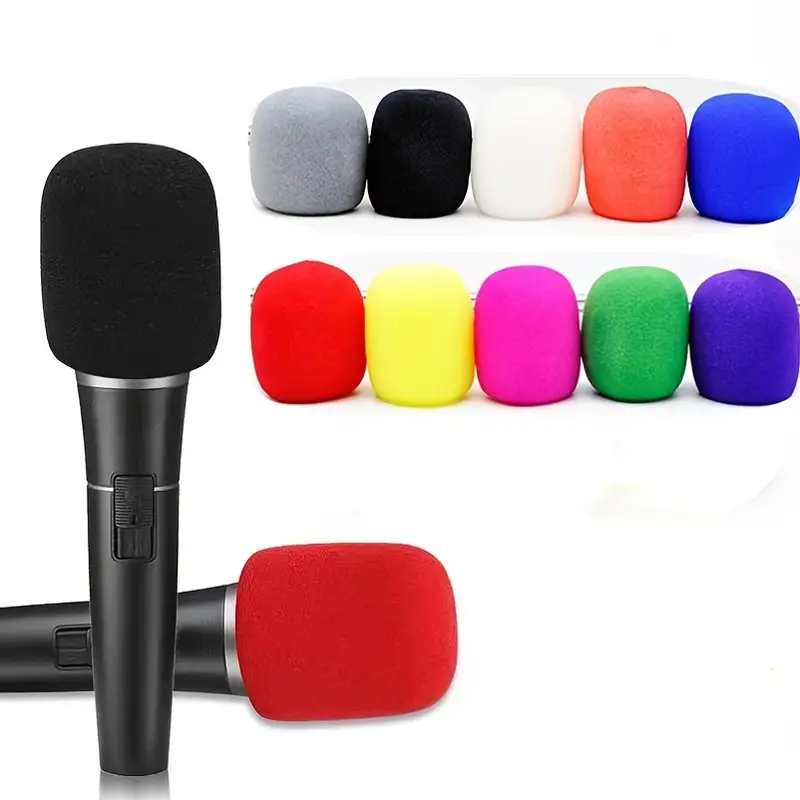 10 piezas espesar Color caramelo micrófono de escenario de mano cubierta de  esponja cubierta de micrófono parabrisas lavable esponja espuma estudio KT