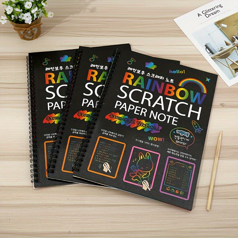 Rainbow Scratch off Notebook Set Color Drawing Paper Kit For - Temu