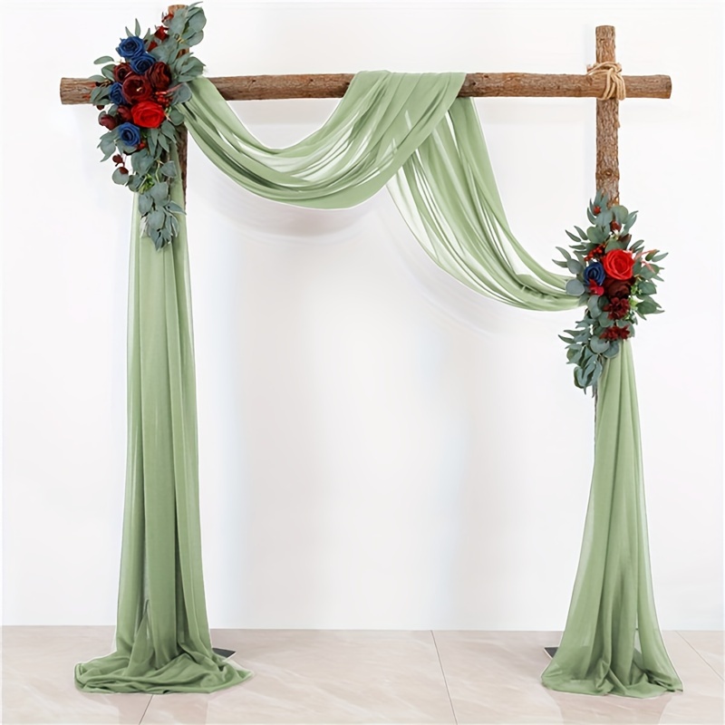 1pc, Wedding Arch Draping Fabric, Green Sheer Fabric Drapes Backdrop Curtain For Wedding Ceremony Party Ceiling Decor, Scene Decor, Festivals Decor, Room Decor, Home Decor, Offices Decor, Theme Party Decor, Christmas Decor