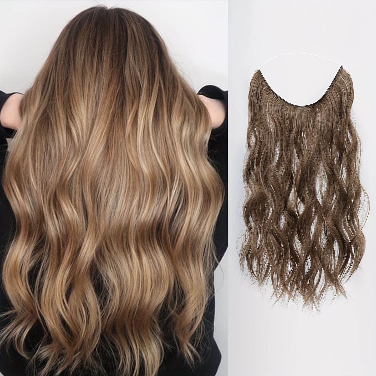 Hair Extensions Invisible Wire Wavy Curly Long Synthetic - Temu