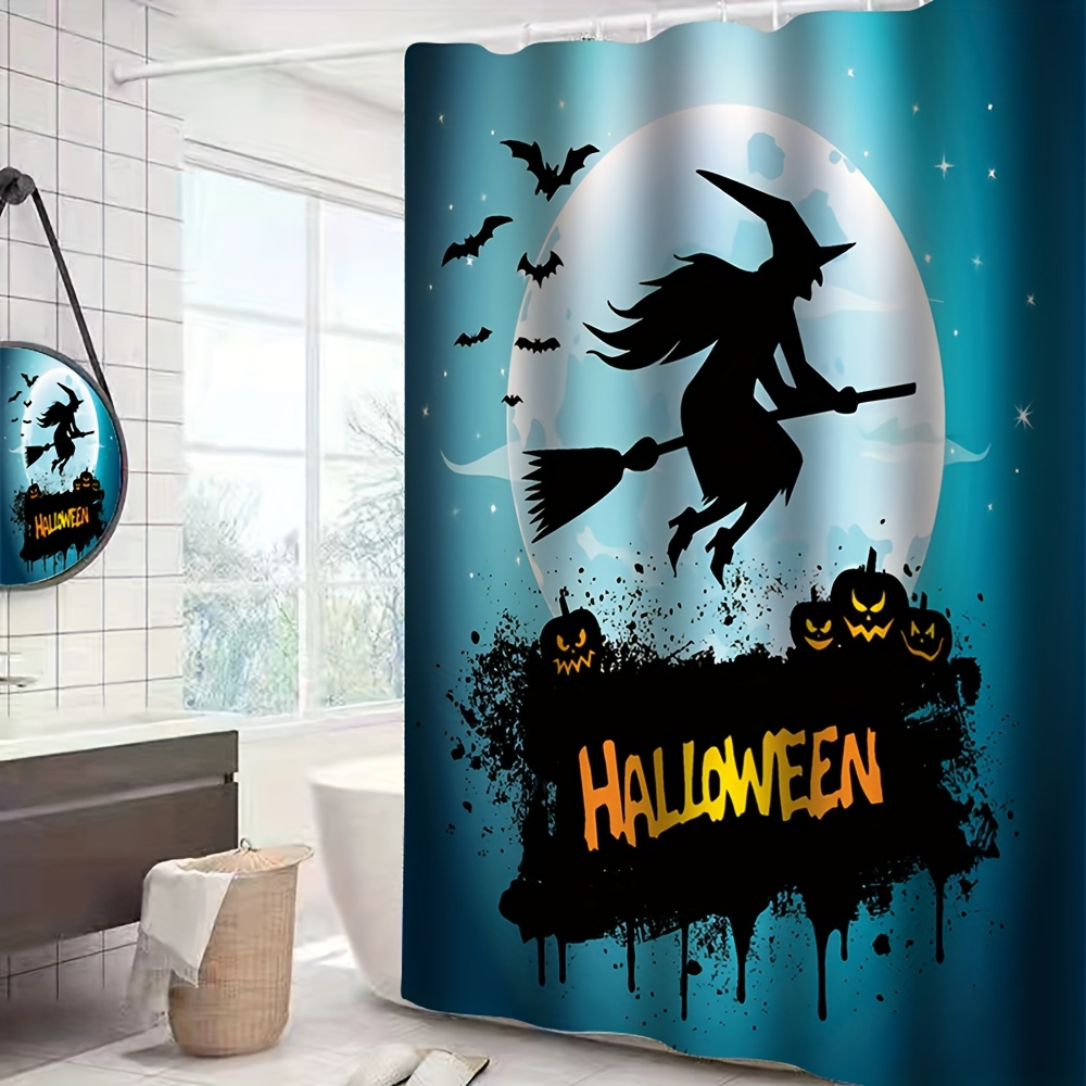 Halloween White Shower Curtain Set, Halloween Mouse Silhouette Witch Sister  Bat Moon Stars Witch Scary Introduction Black Print Shower Curtain,  Non-slip Bath Mat, Bath Rug, Toilet Lid Mat, 12 Hooks, - Temu