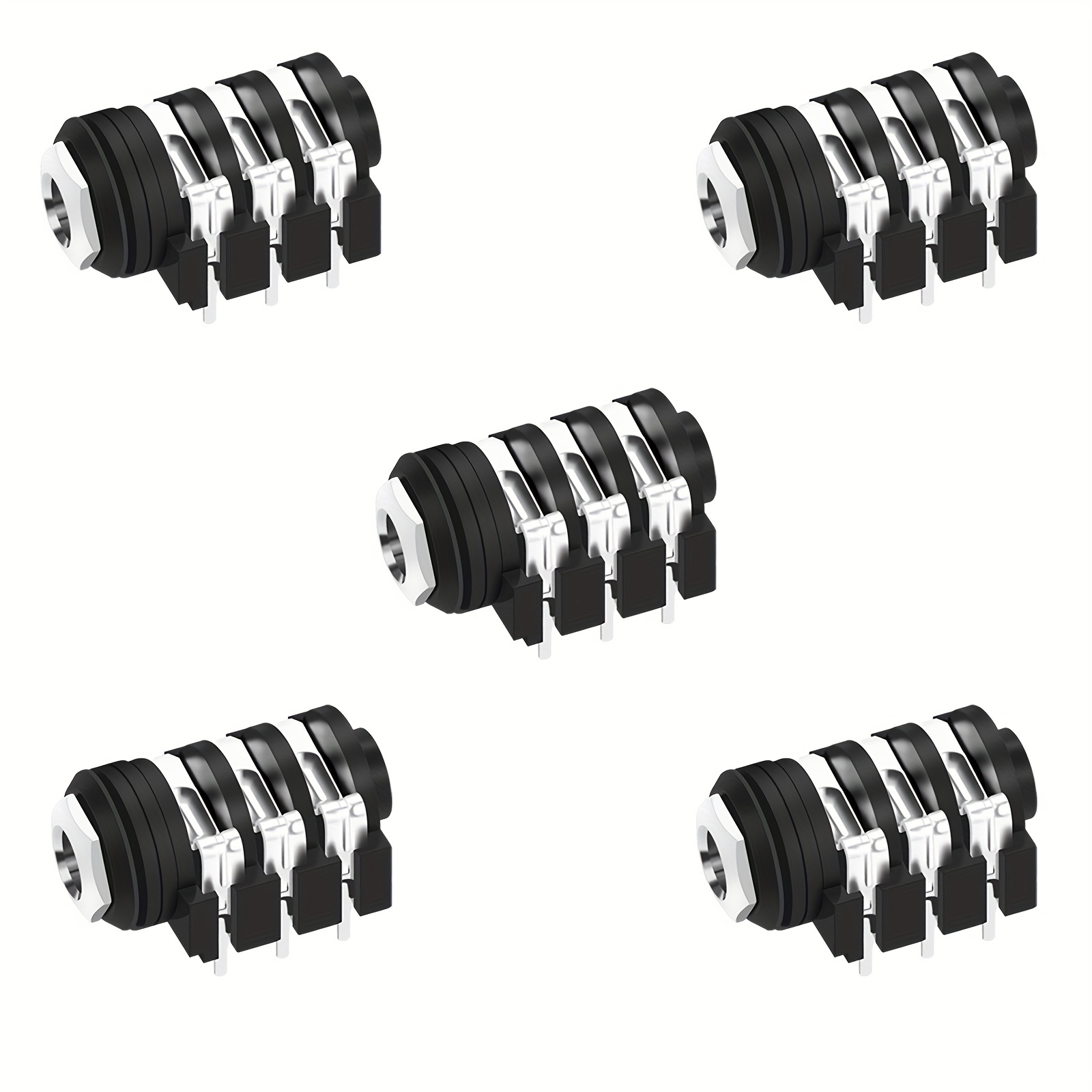 Resim 5 adet 6.35mm Gitar Patch Kablosu Seti - Siyah ve Kırmızı, Stereo Jack, Elektrikli Gitar, Bass ve Daha Fazlası için 6-Pin Erkek-Kadın Ses Bağlayıcıları - Dayanıklı Plastik Yapı, Bass Gitar Aksesuarı 