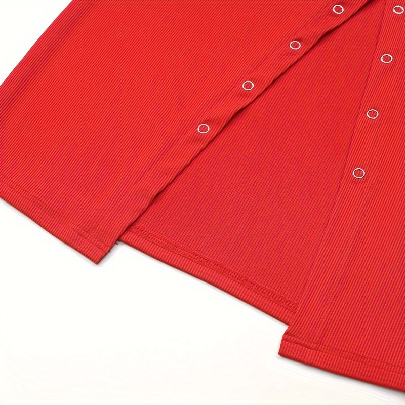 Women's High-Stretch V-Neck Long Sleeve T-Shirt with Cross-Over Detail & Belt - Slim Fit Ribbed Texture, Solid Color Casual Top for Spring/Fall, Machine Washable, Ladies T Shirts, Autumn Apparel, Crossover Front Design, Durable Fabric, Sleek Appearance