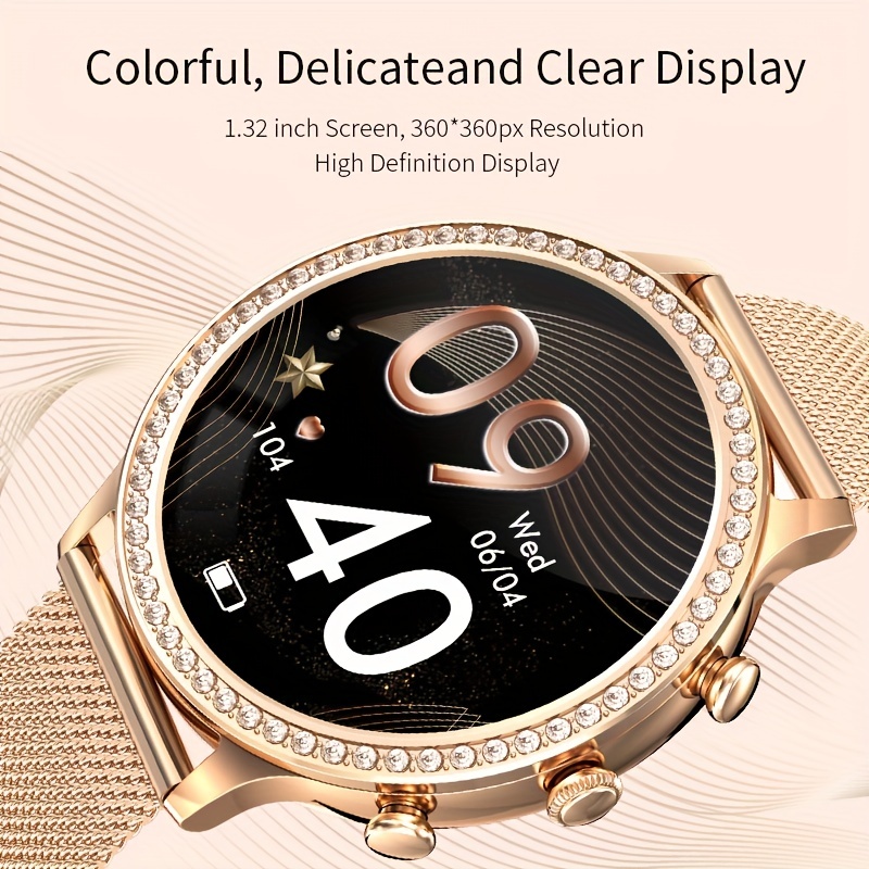  Smart Watches for Women with Blood Pressure (Answer/Make Call),  1.32'' Diamonds Bluetooth Smartwatch for Android Phones, Outdoor Sports  Fitness Tracker with Heart Rate, Sleep Monitor, Best Gifts Gold :  Electronics