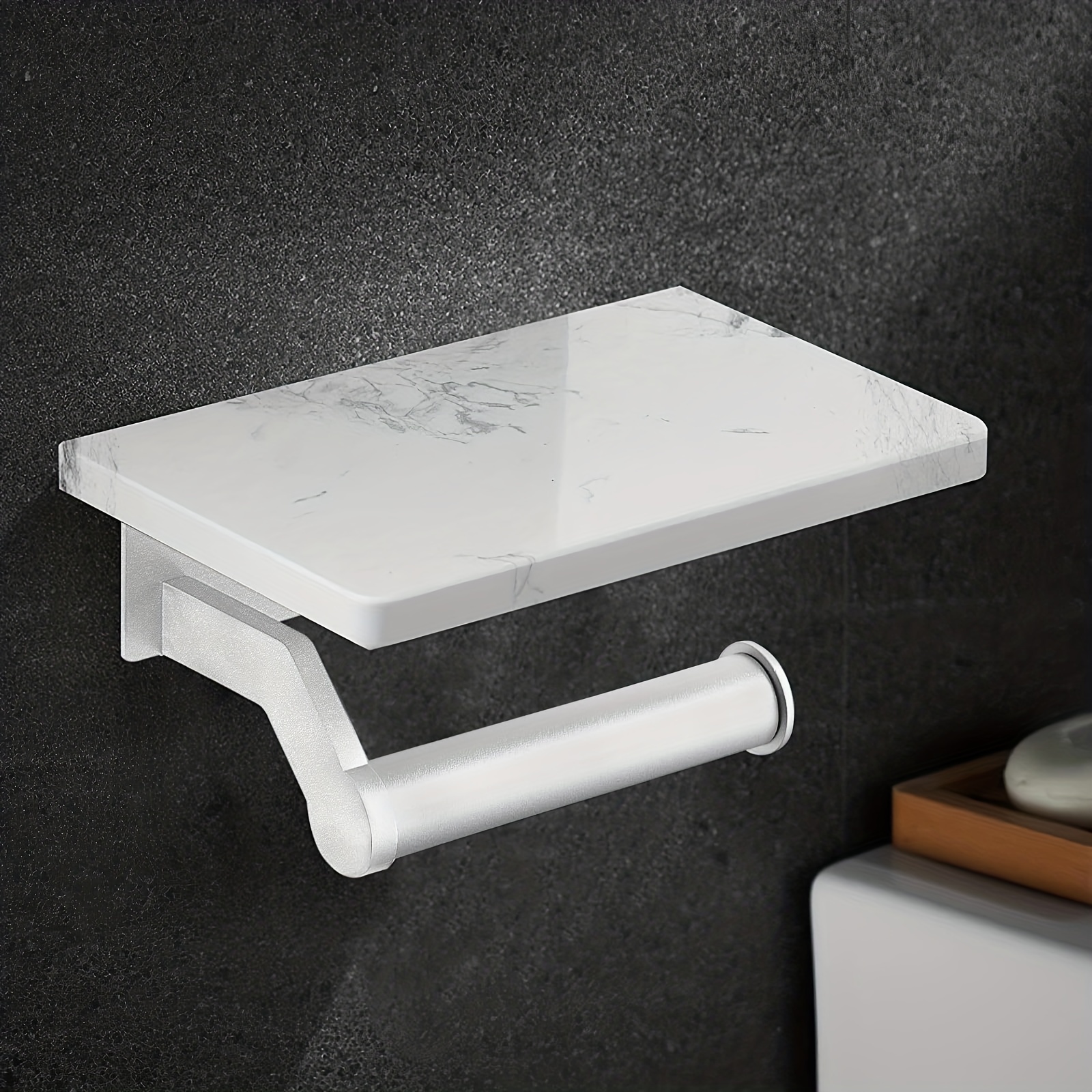 White Chrome Stainless Steel Bathroom Toilet Paper Holder With Shelf