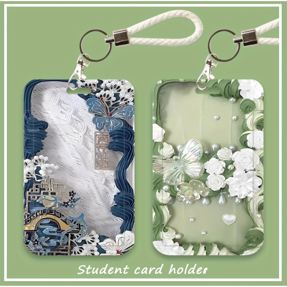 Crystal Butterfly Acrylic Card Holder Key Chain Photocards - Temu