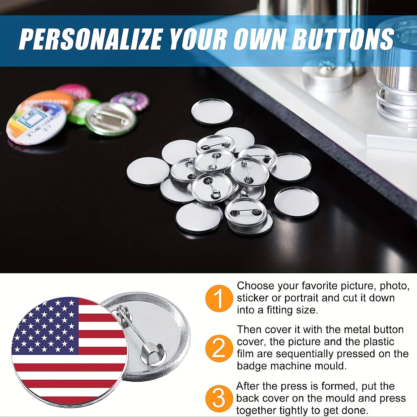 Pin Back Button Parts For Button Maker Machine Badge Making - Temu