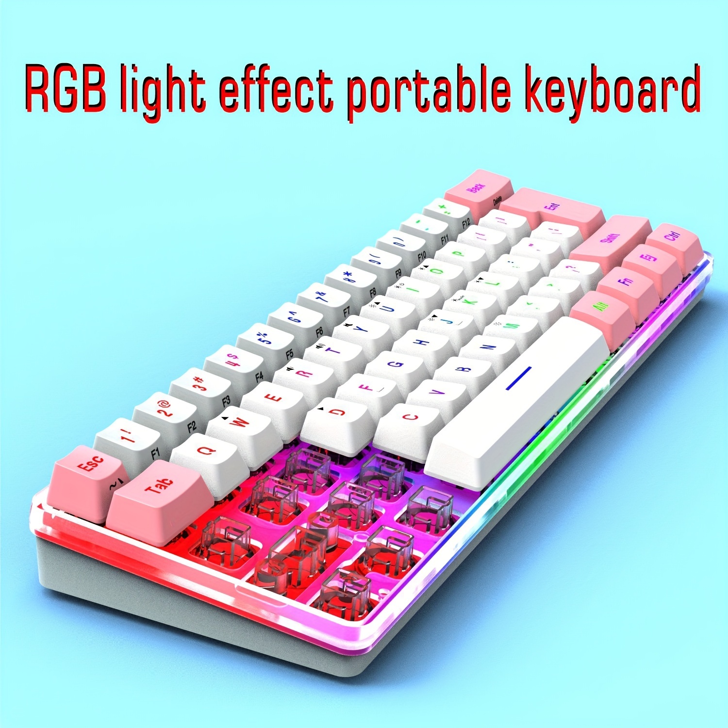 AJAZZ AK33 Mechanical Gaming Keyboard Wired 19 RGB Lighting Modes 82 Keys  PC PS4