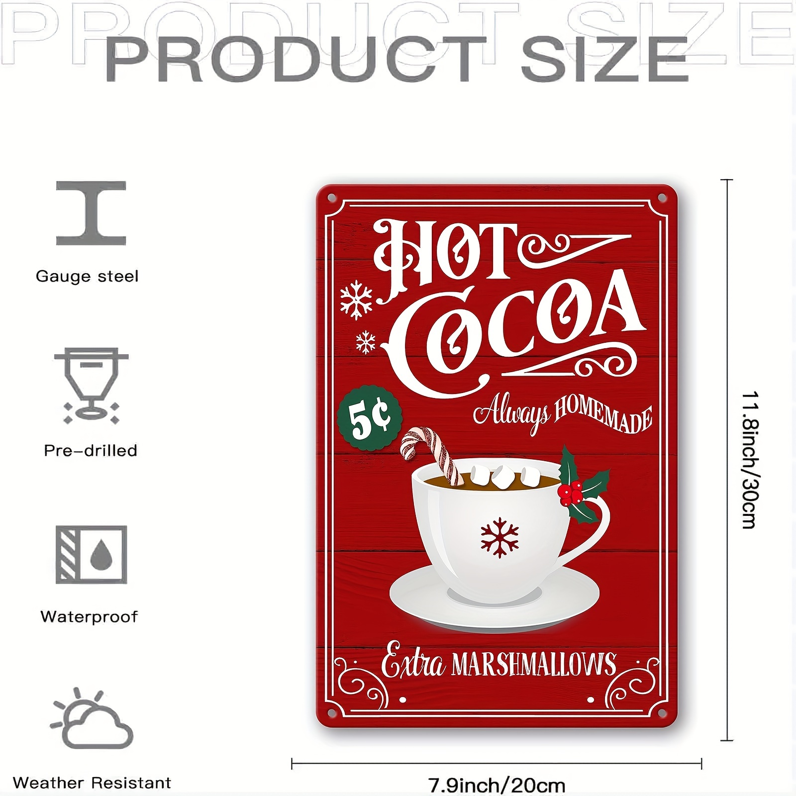 Christmas Signs Hot Cocoa Bar Metal Tin Sign Decor For Home Vintage  Christmas Coffee Cocoa Sign Hot Chocolate Bar Sign Wall Decorations Gifts  8x12