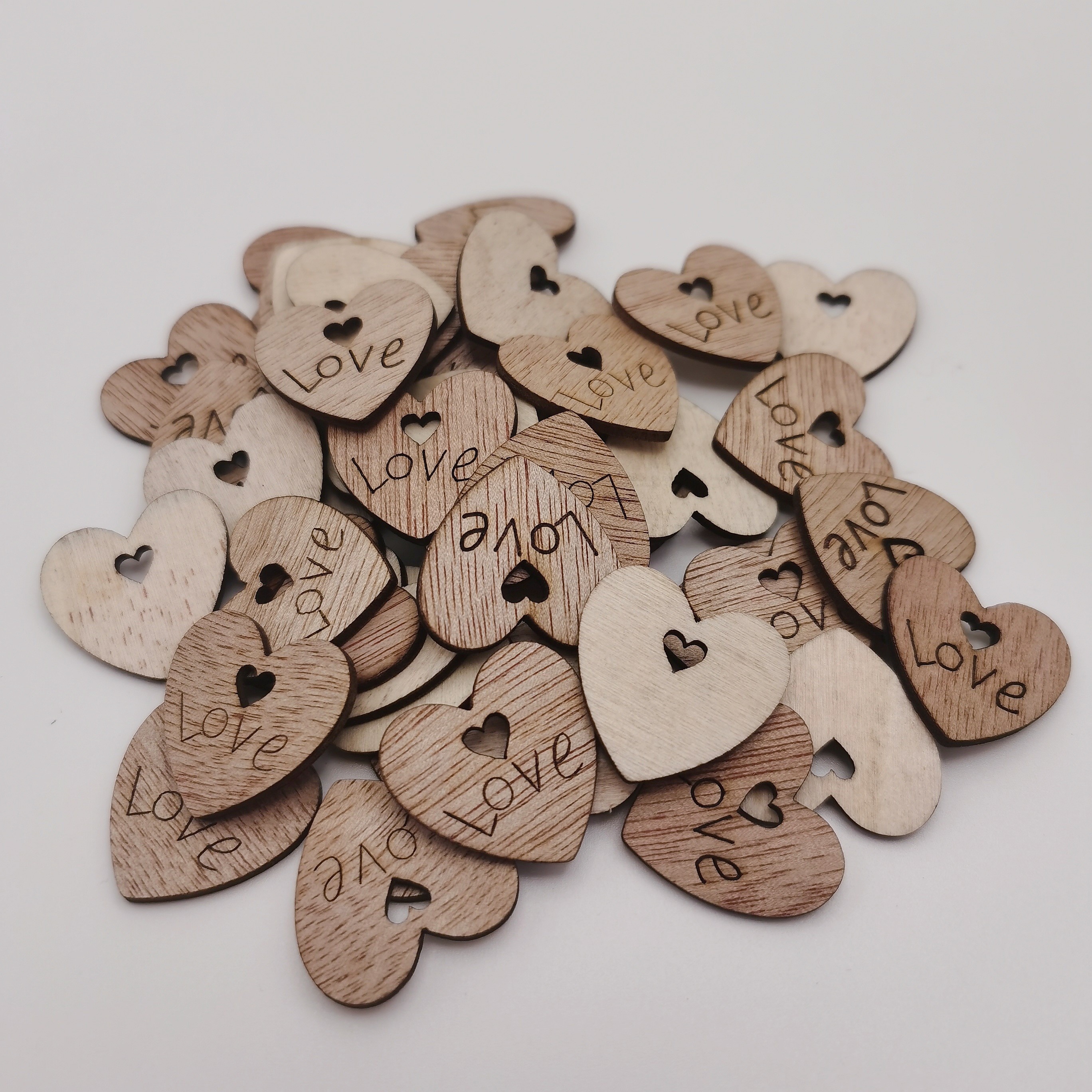 100pcs 1 Wooden Hearts for Crafts, Small Wood Hearts Cutout Slices, DIY Unfinished Wooden Ornaments Embellishments, Heart Sign Tag for Valentine's