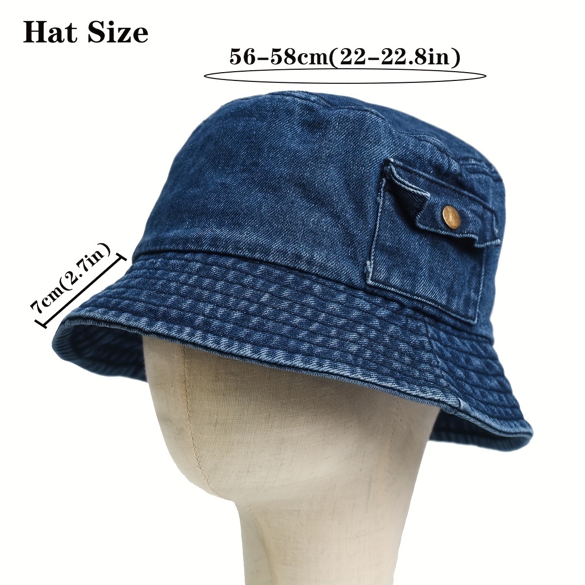 Denim Vintage Bucket Hat | Japanese Streetwear |  56-58cm