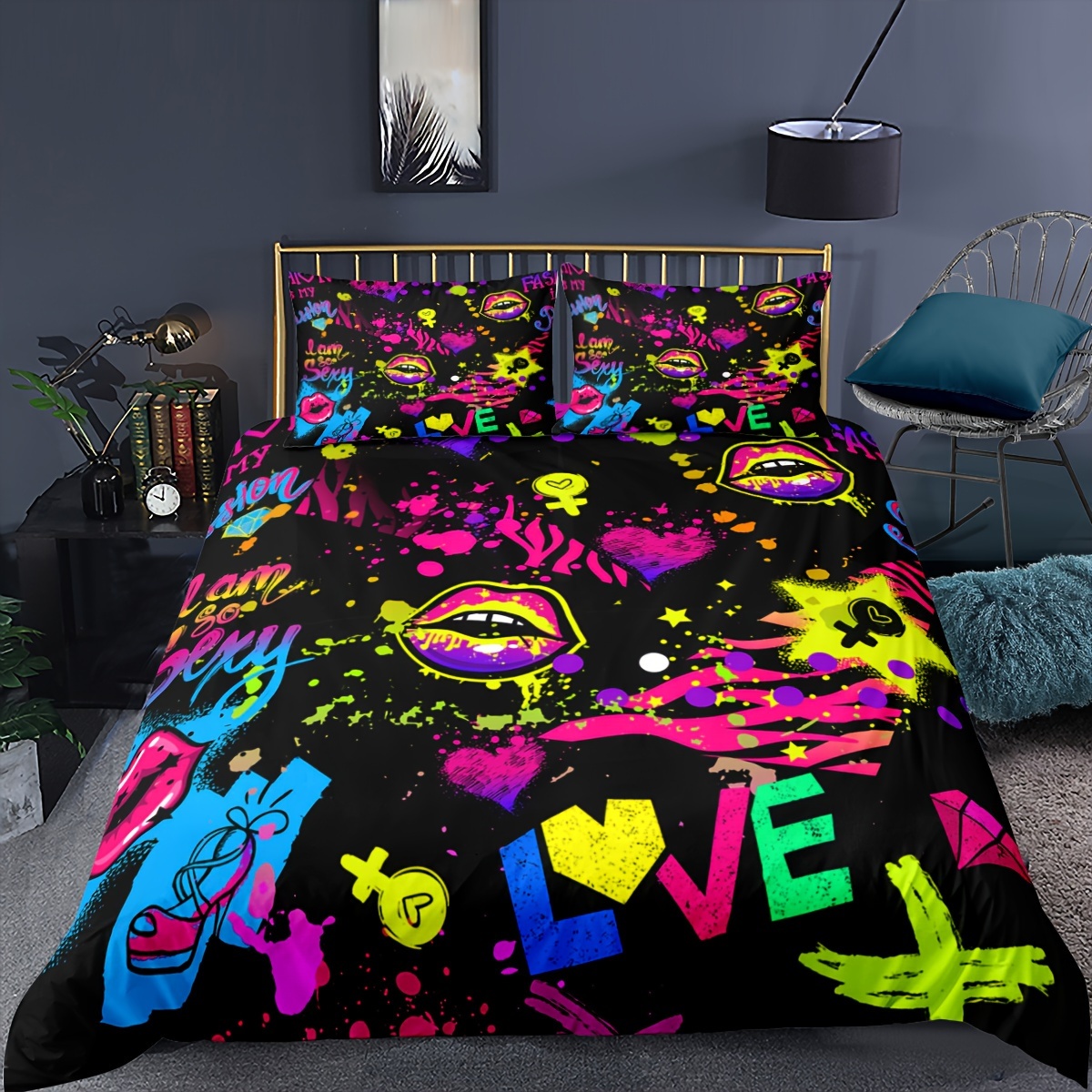 ClearloveWL Duvet Cover Set, 3D Printed Duvet Cover Set Soft