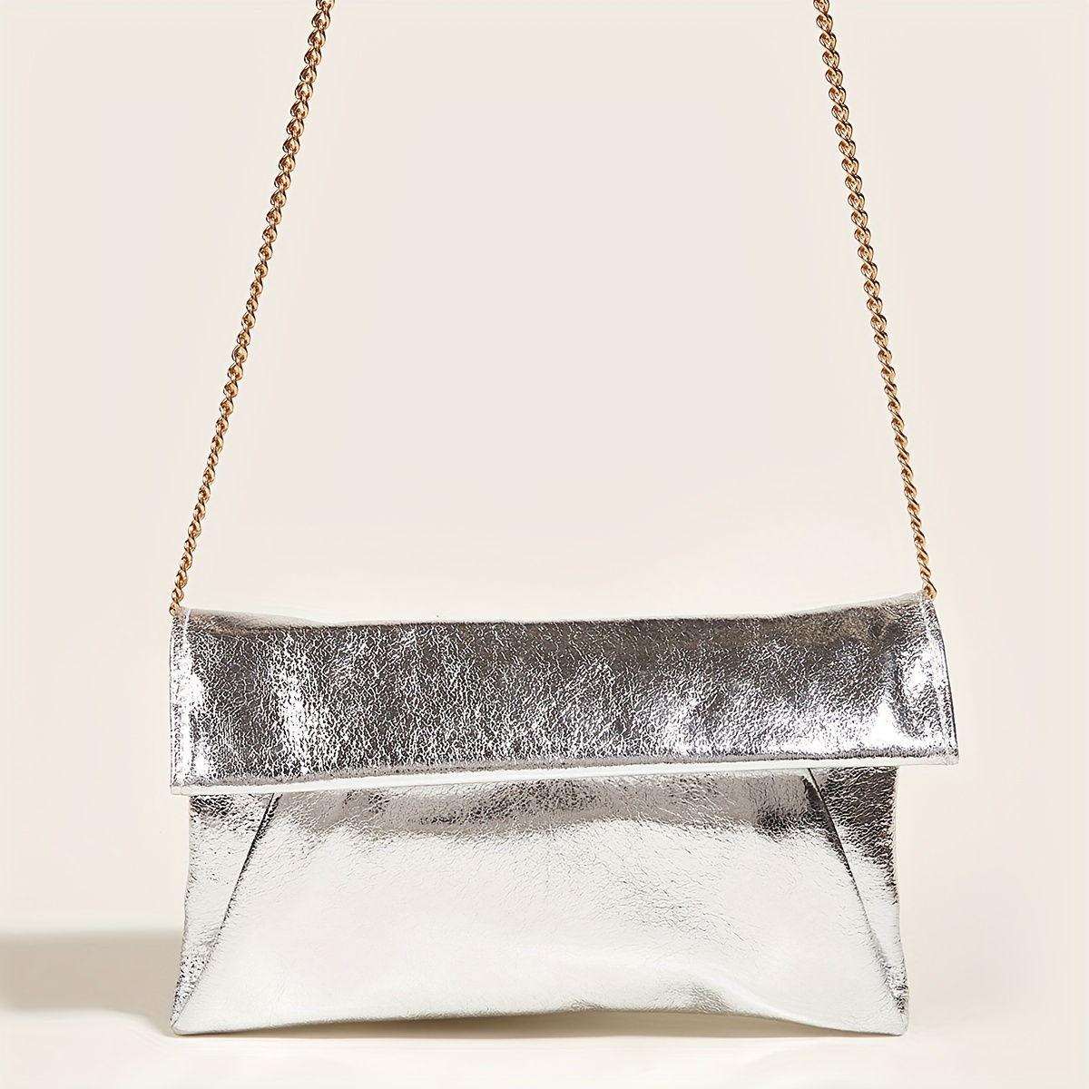 Silver metallic outlet clutch purse