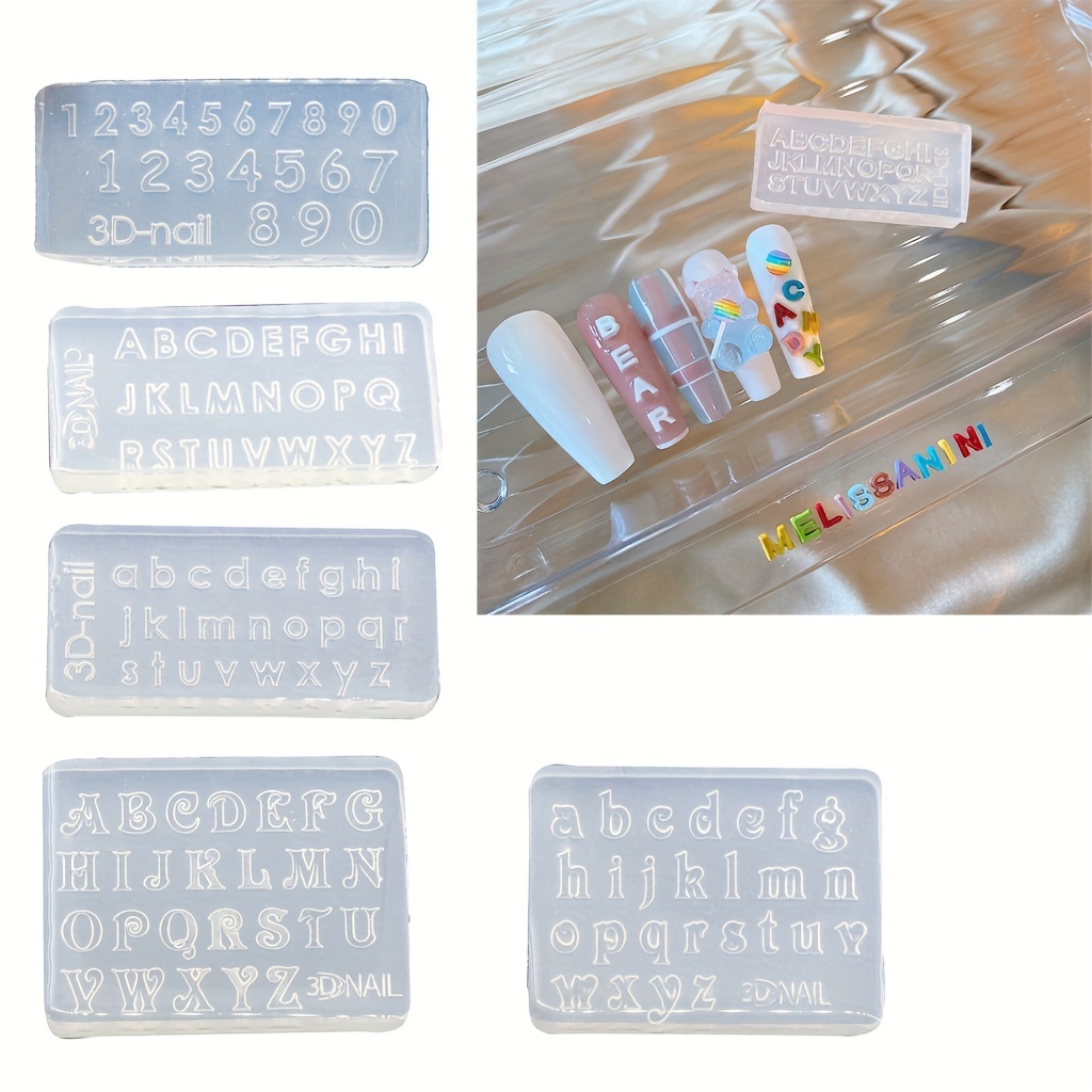 

5pcs Letters Numbers Pendant Casting Silicone Molds For Diy Art Carving Mold Suitable For Diy Phone Case Decoration Supplies Template Making Tool