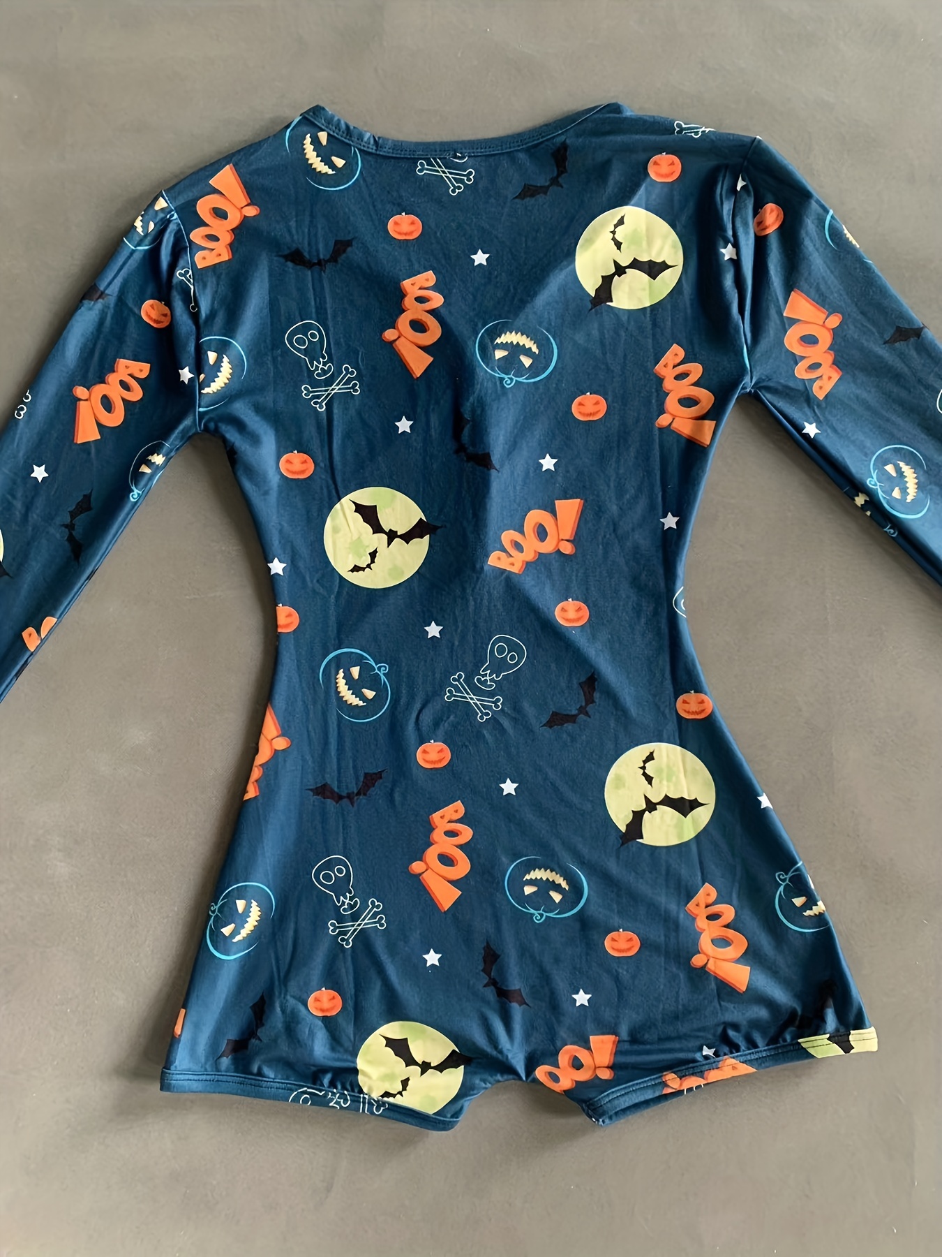 Pumpkin Bat Print Pajama Romper Carnaval Long Sleeve V Neck - Temu