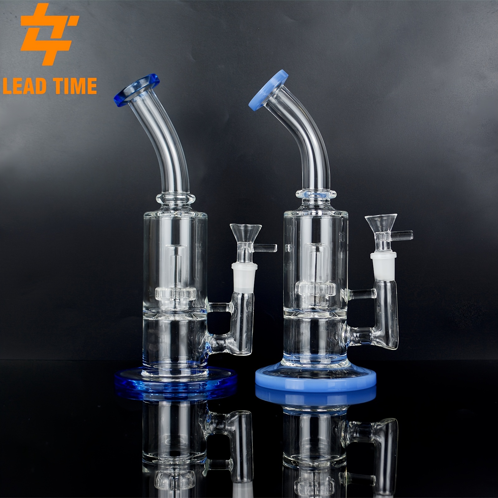 1pc 10 Inch Hookah Thick Glasses Water Bong with Colorful Mouth and Base Heady Oil Rigs Glass Bongs Smoke Water Pipes Recycler Dab Rig and 14mm Bowl