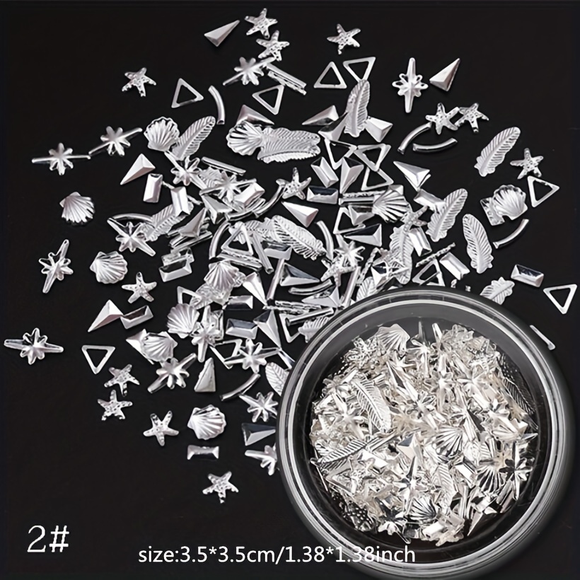 Golden Silvery Metal Charms Nail Studs Round Star - Temu