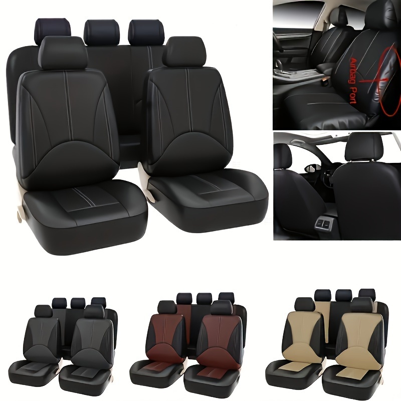 Lot de 5 housses de siège de voiture Nappa - Ensemble complet avec cuir  imperméable - Compatible avec airbag - Housse de coussin universelle pour  la