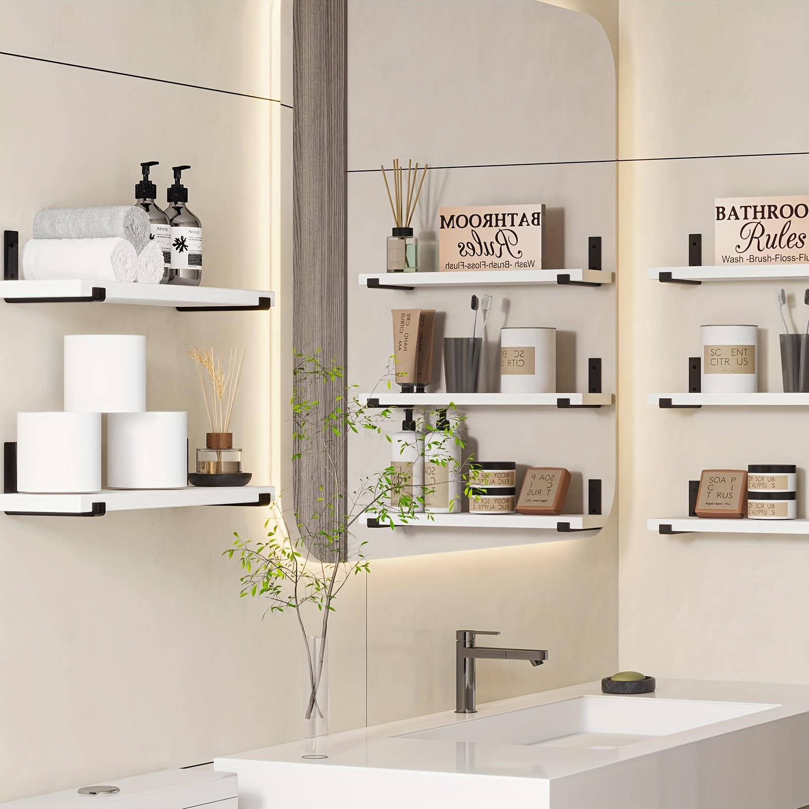 Rectangular Shower Caddy, Stainless Steel Bathroom Shelf, Floating Shelves,  Wall Mounted Storage Shelves For Bathroom, Kitchen Condiment Storage Rack -  Temu