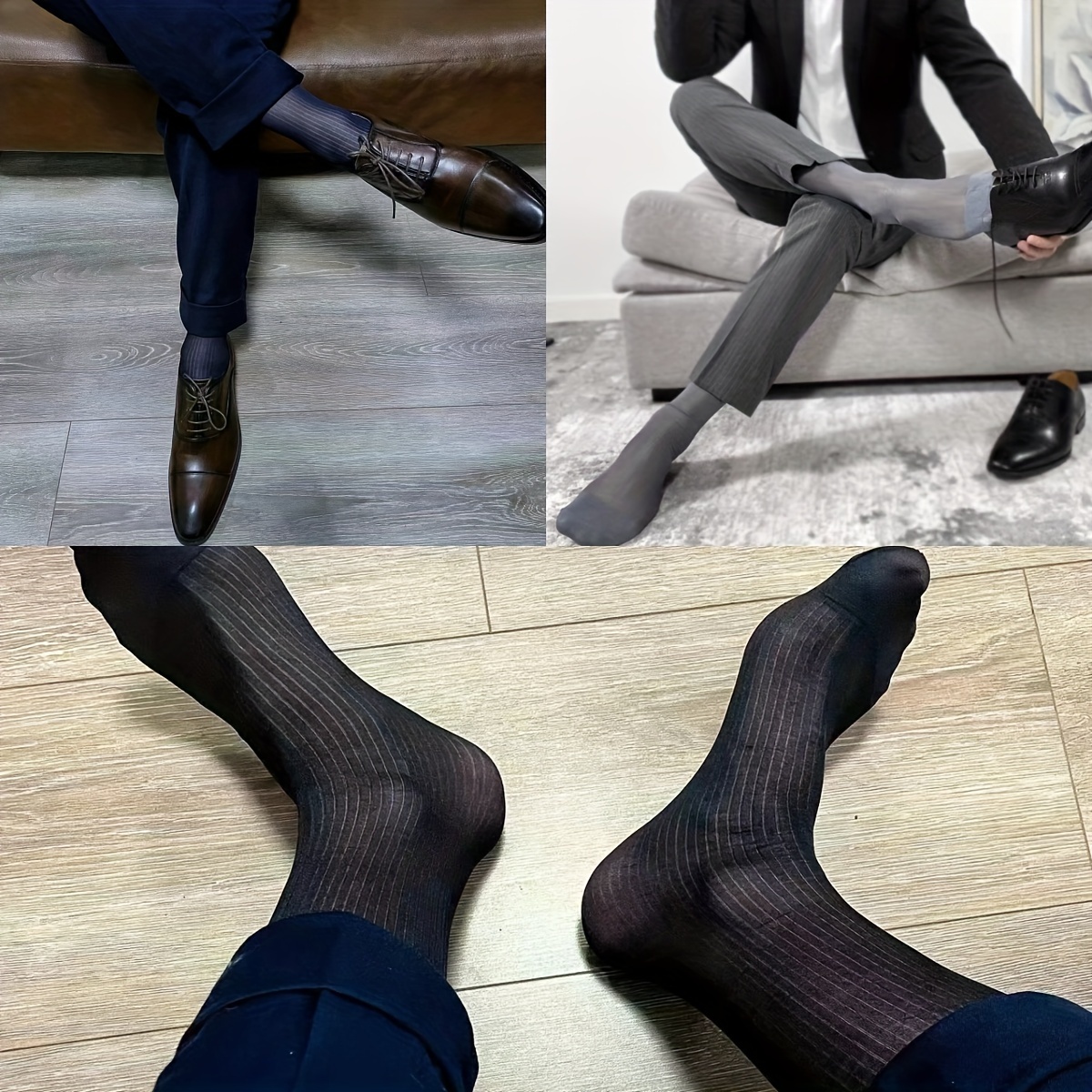 Uaussi 10 pares de calcetines de vestir ultrafinos para hombre, calcetines  de negocios de seda transparente, pantalones de trabajo de nailon suave