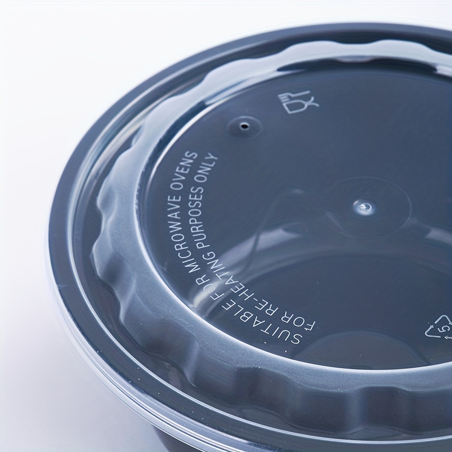 Plastic Black Bowls With Lids Round Food Storage Containers - Temu