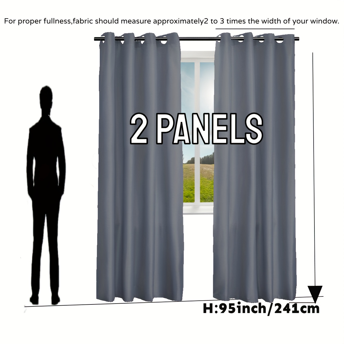 2 panels grommet top curtain faux silk window curtain for living room office home decor