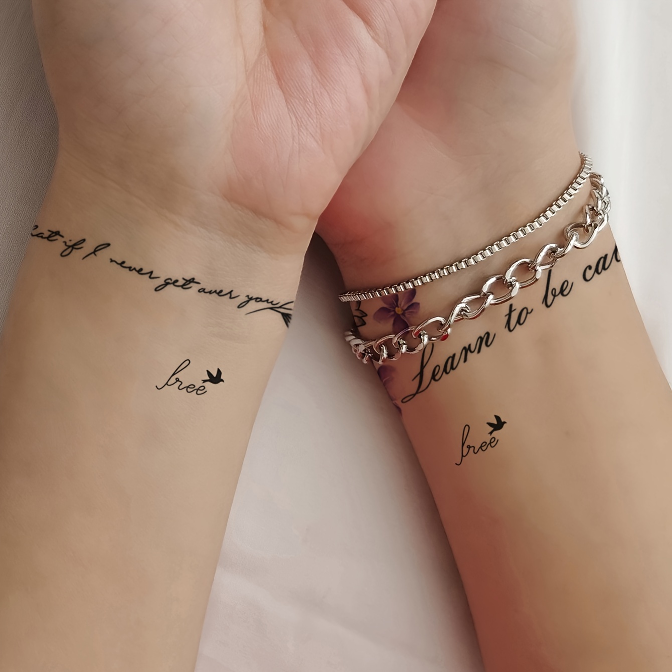 Colorful Floral Letter Pattern Wrist Tattoo Stickers Lasting - Temu