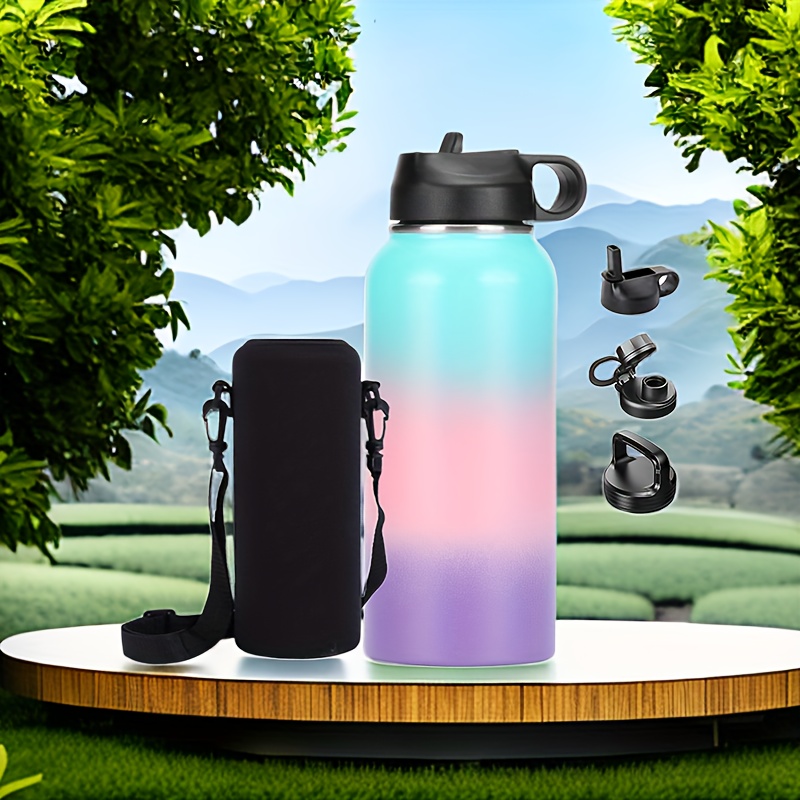 IRON °FLASK Botella de agua deportiva – 40 onzas, 3 tapas (tapa con  pajilla), a prueba de fugas, botellas de gimnasio y deporte de acero  inoxidable