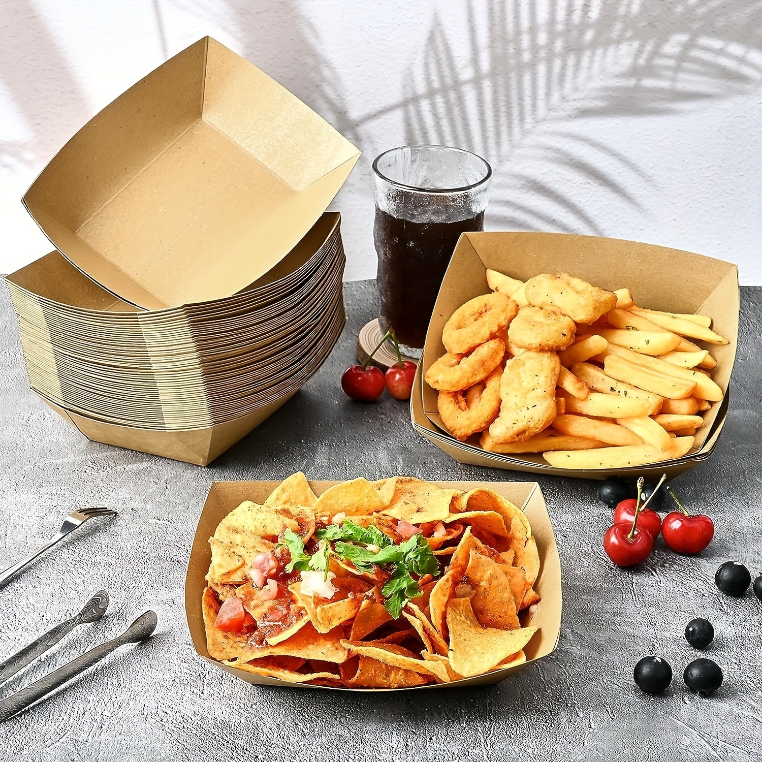 Stock Your Home [250 Pack] Extra Large Disposable Brown Kraft Paper Food  Trays, 3-Lb Concession Tray, Serving Boats for Party Snacks, Taco Bar