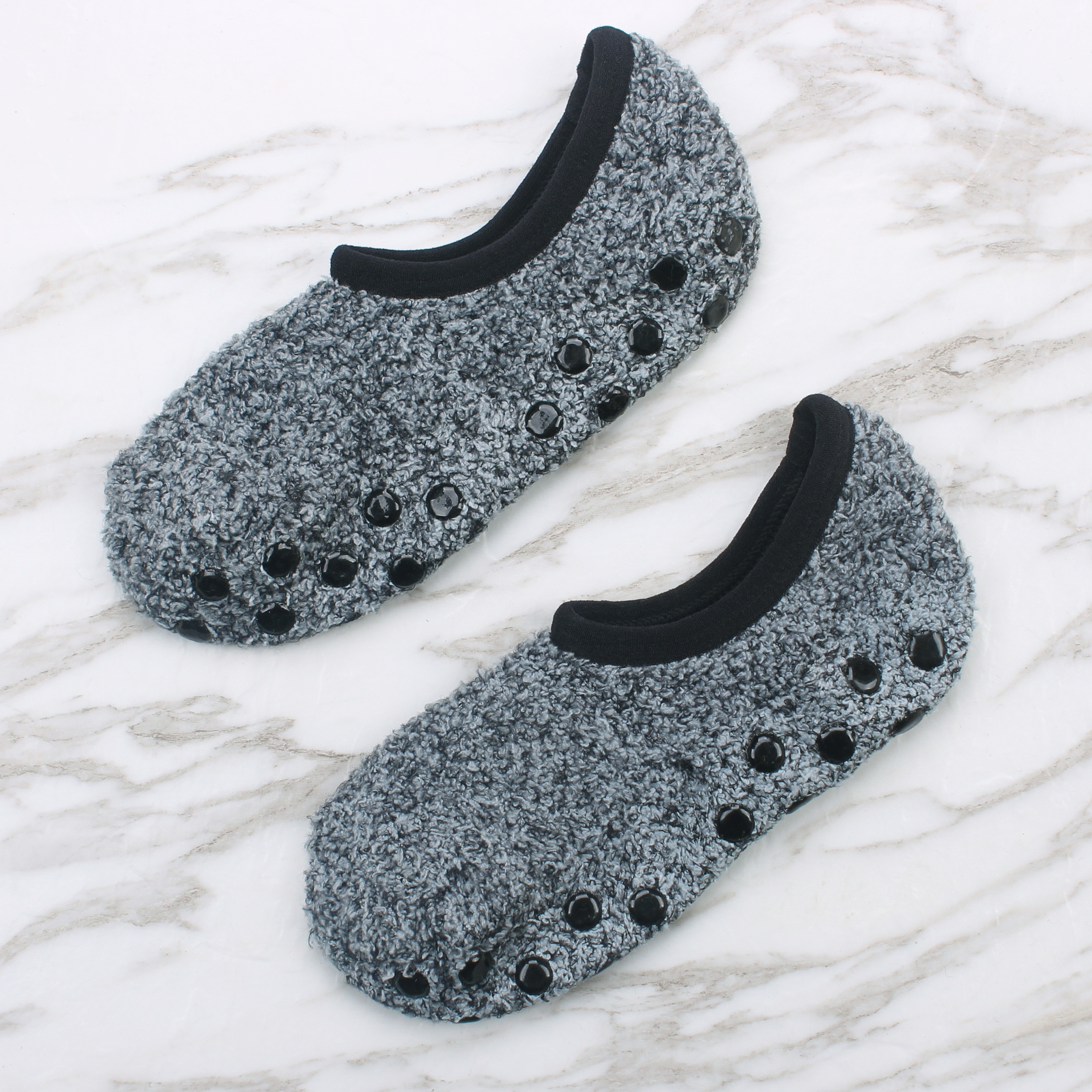 Slipper Socks for Women Wool Socks Winter Thick Non Slip Warm Cozy  Socks,Gray,One Size