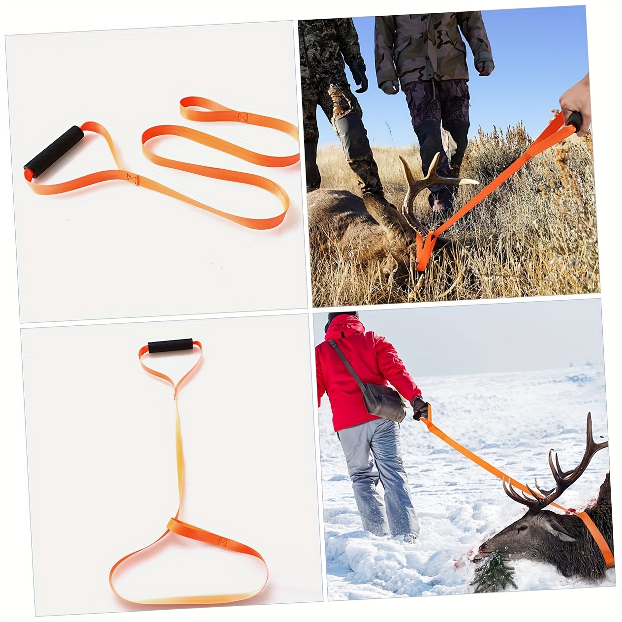 Deer Drag Harness Tow Rope Wear Resistant Dragging Rope Deer Rope Sturdy  with Comfort Grip Handle Accessory Hunting Accessories