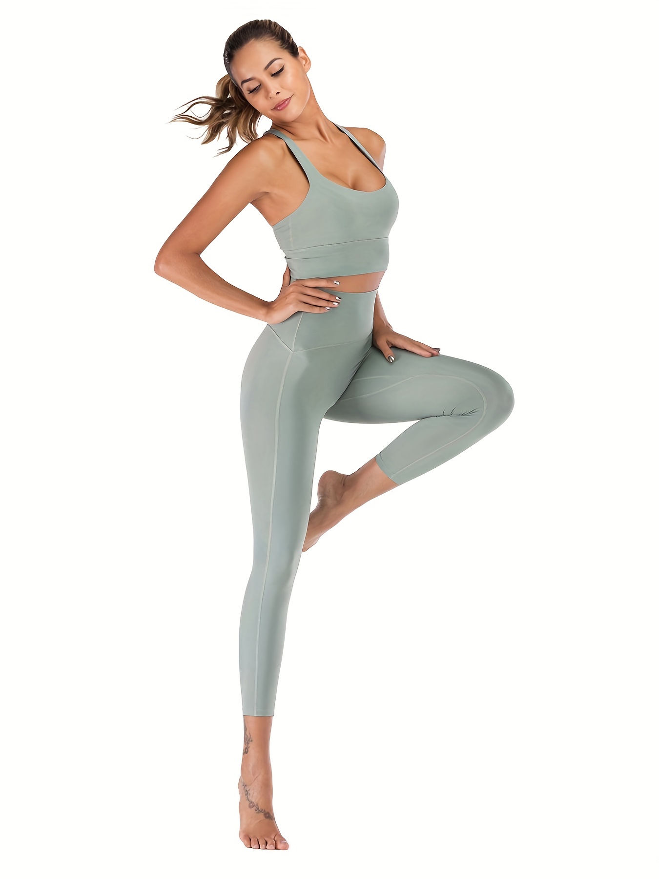 Women's Seamless Sports Yoga Pants, High Waist Soft Workout Cropped  Leggings, Women's Activewear