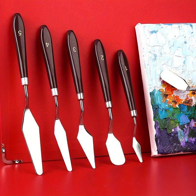 Couteau à Palette 5 Pièces, Ensemble de Couteaux à Peindre en Acier  Inoxydable, Couteau à Spatule Flexible, Couteaux D'artiste à Manche en  Bois