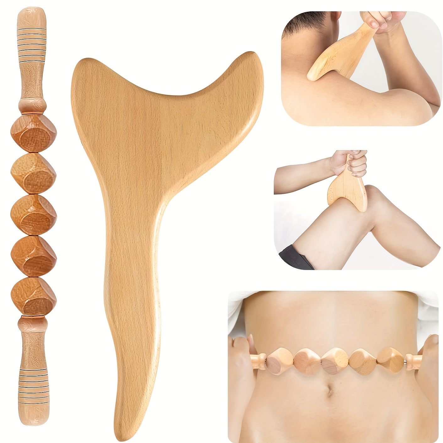 Taihexin Wood Therapy Massage Tools Set, 3 in 1 Maderoterapia Massage Kit  for Body Shaping, Lymphatic Drainage Tool Wood Drainage Massager Set for  Anti Cellulite Body Sculpting Blood Circulation 