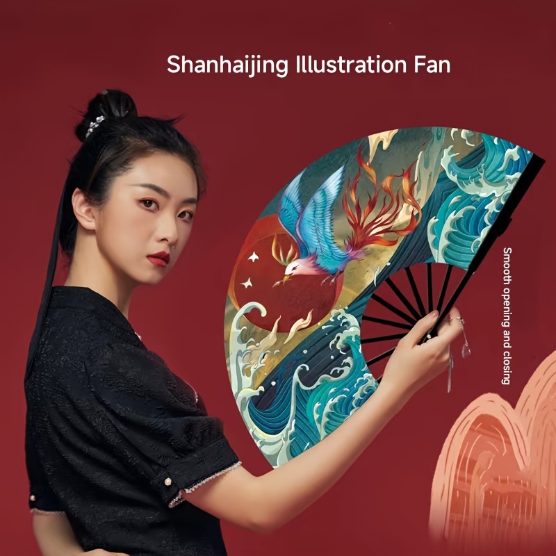 Hand Fan Folding, Paper Fans Classical Red Folding Fan Solid Color Large  Handheld Hand Fans Exquisite Handmade Chinese Fan for Dancing Party Wedding