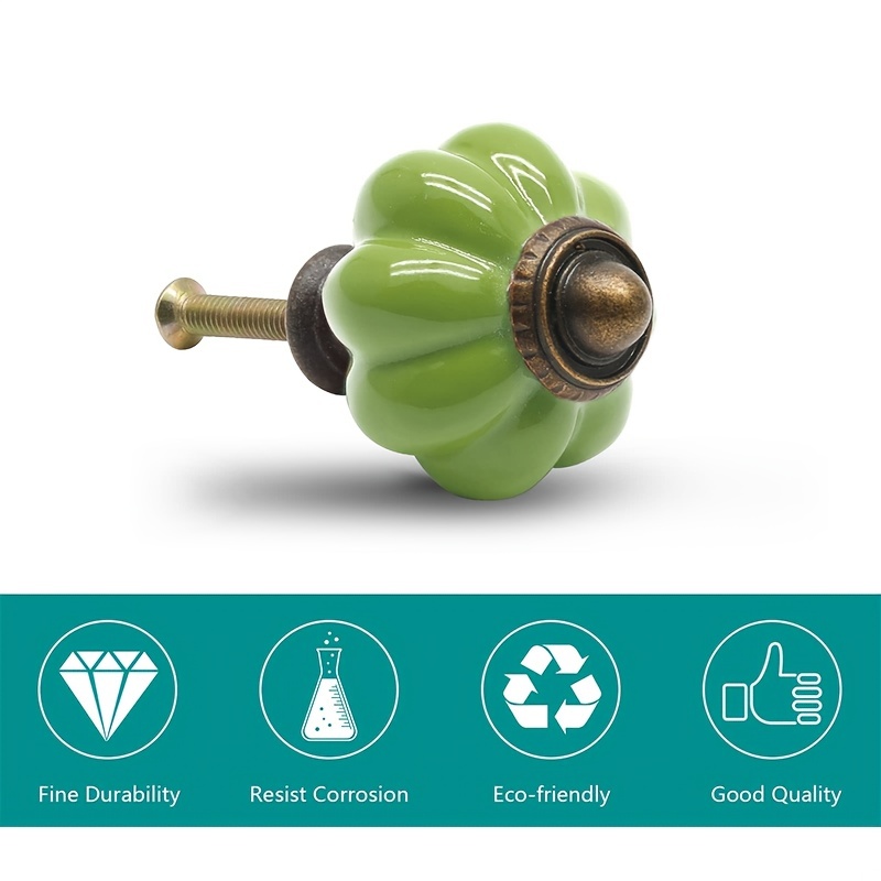 Vintage Ceramic Knobs Green Drawer Pulls, Dresser Handles