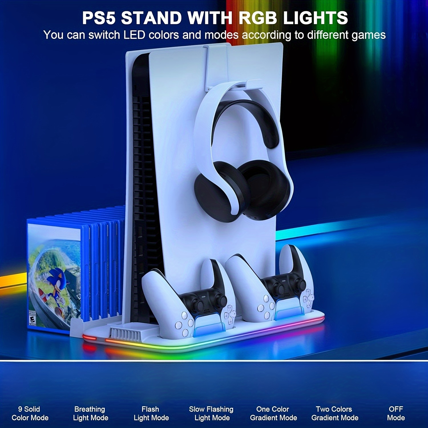 Para PS5 Slim Soporte De La Consola Horizontal Base Para Playstation 5 Disc  Y Ediciones Digitales