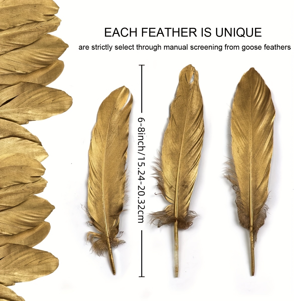Golden Tipped Blackfeathers Natural Goose Feathers For Diy - Temu